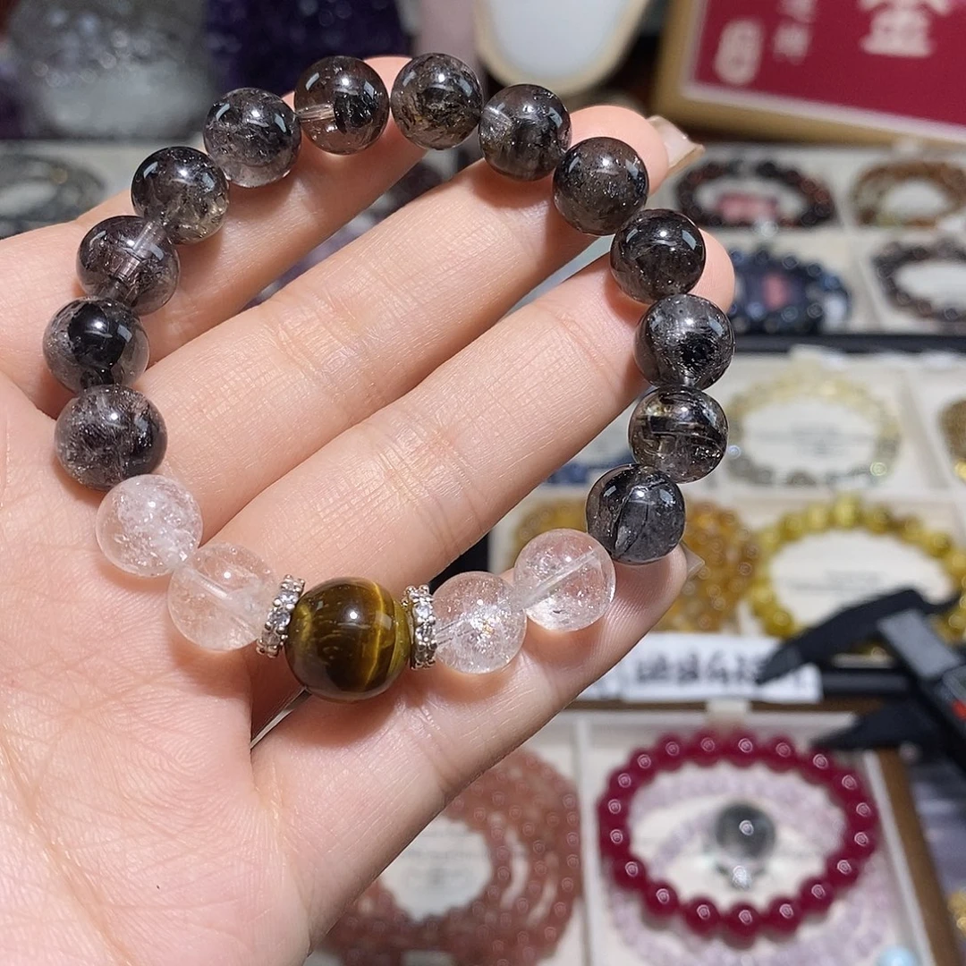 水晶手串未镶嵌黑闪灵
