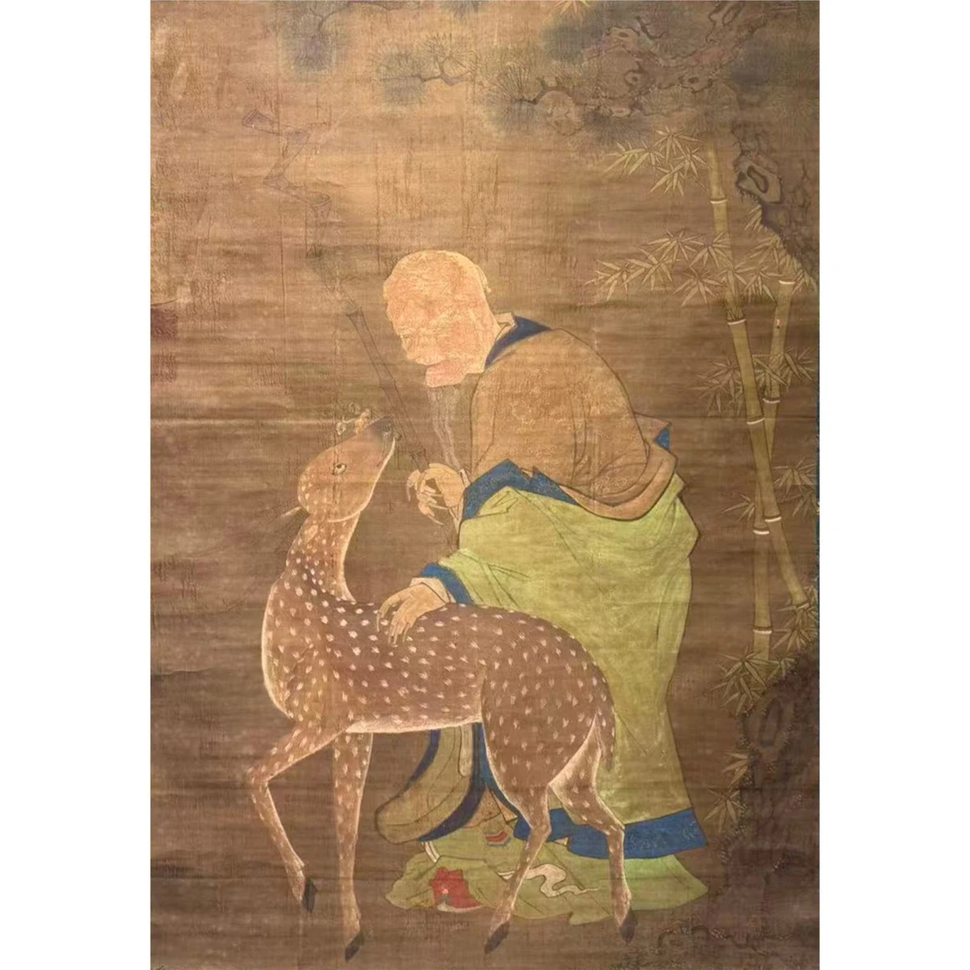 朱邦 福禄寿 绢本立轴 136×92cm约11平尺；