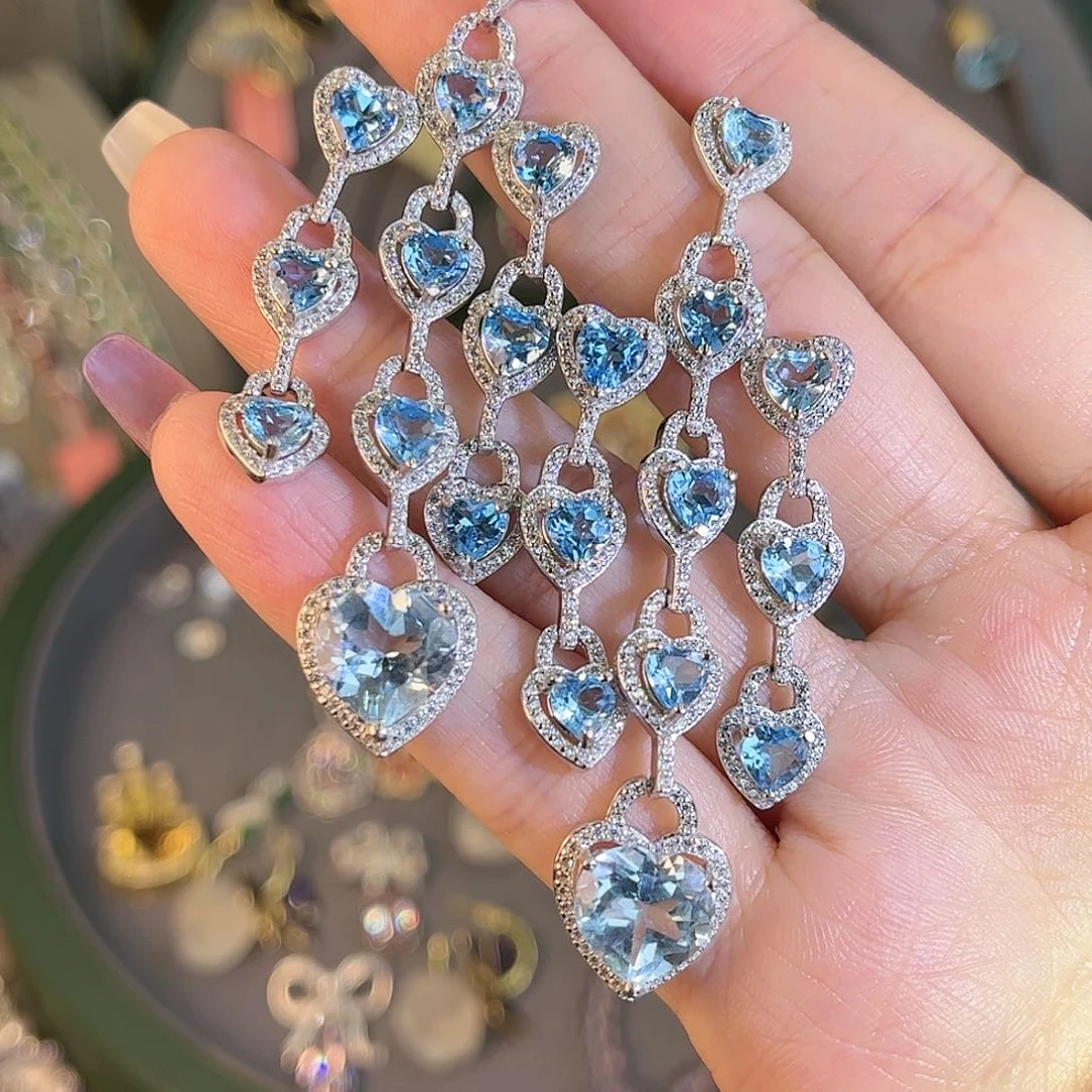 托帕石耳饰银S925镶嵌南****n