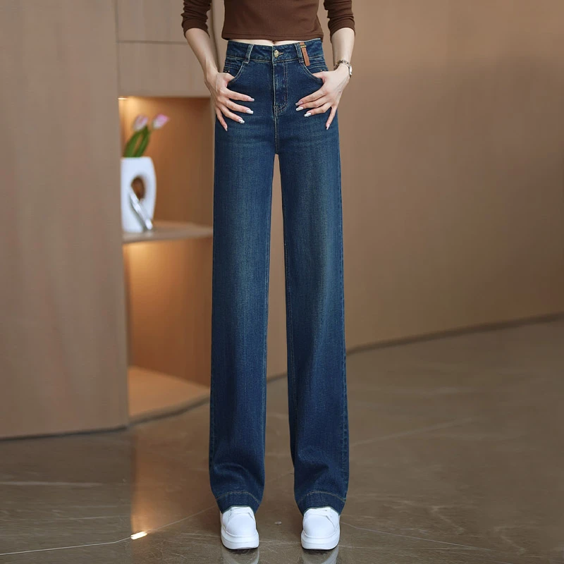 秋季直筒裤女2025新款秋冬长裤宽松显瘦裤子高腰牛仔裤窄版阔腿裤