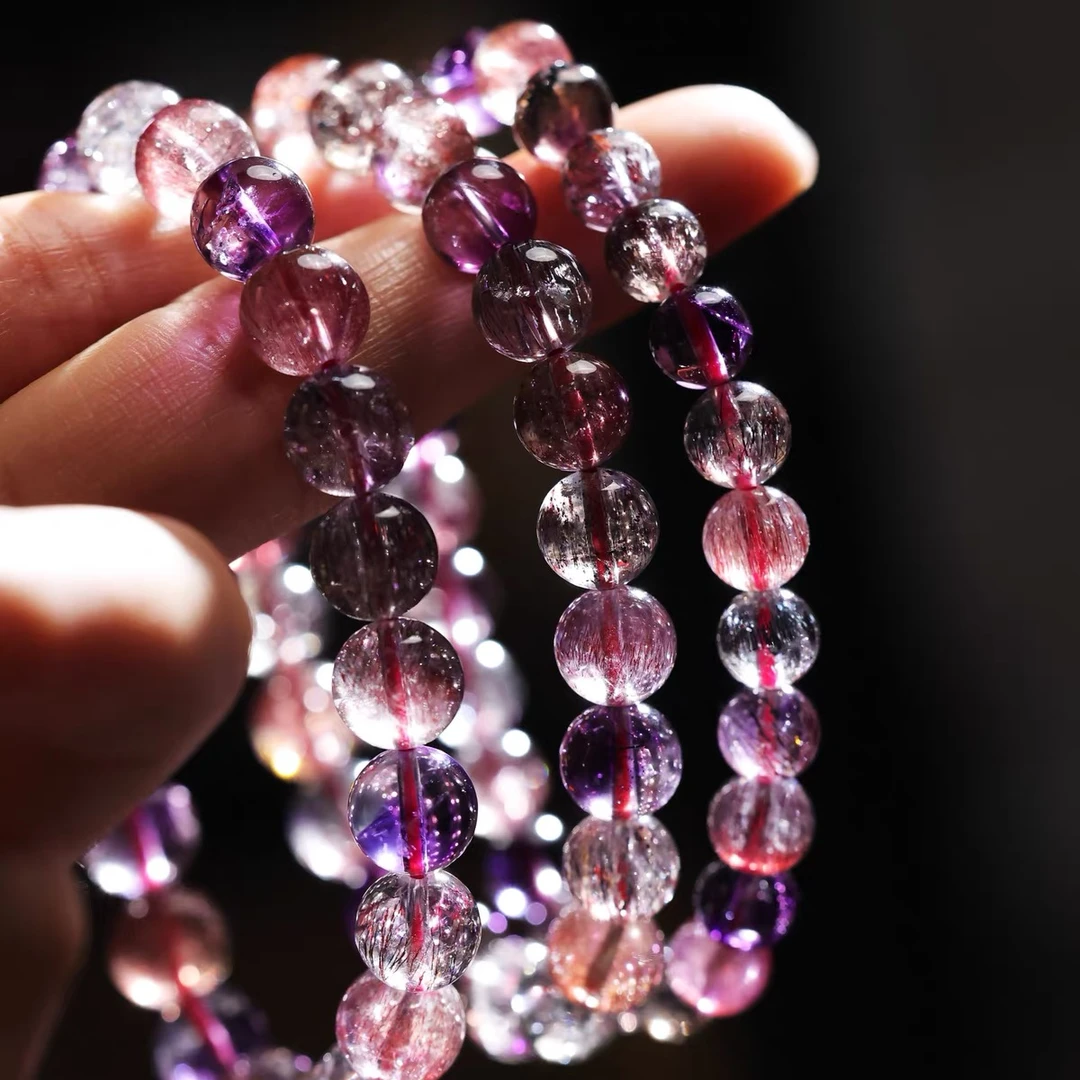 藏品•珠宝级仙女超七手串紫发彼岸花水晶手链（C908藏）多样性发一