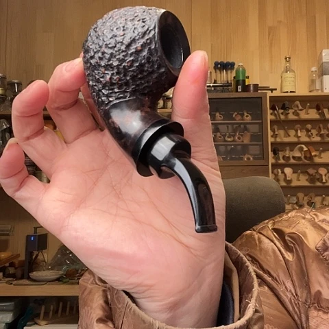 昌化石印石石楠木手工制作烟斗