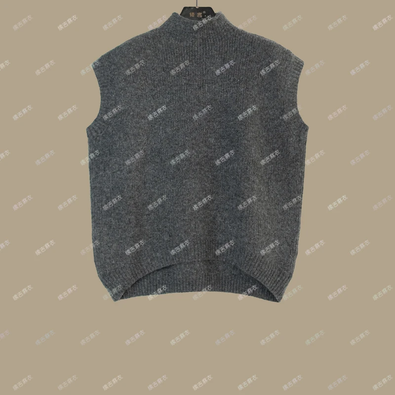 原创设计24-2141半高领休闲百搭纯色无袖加厚针织马甲