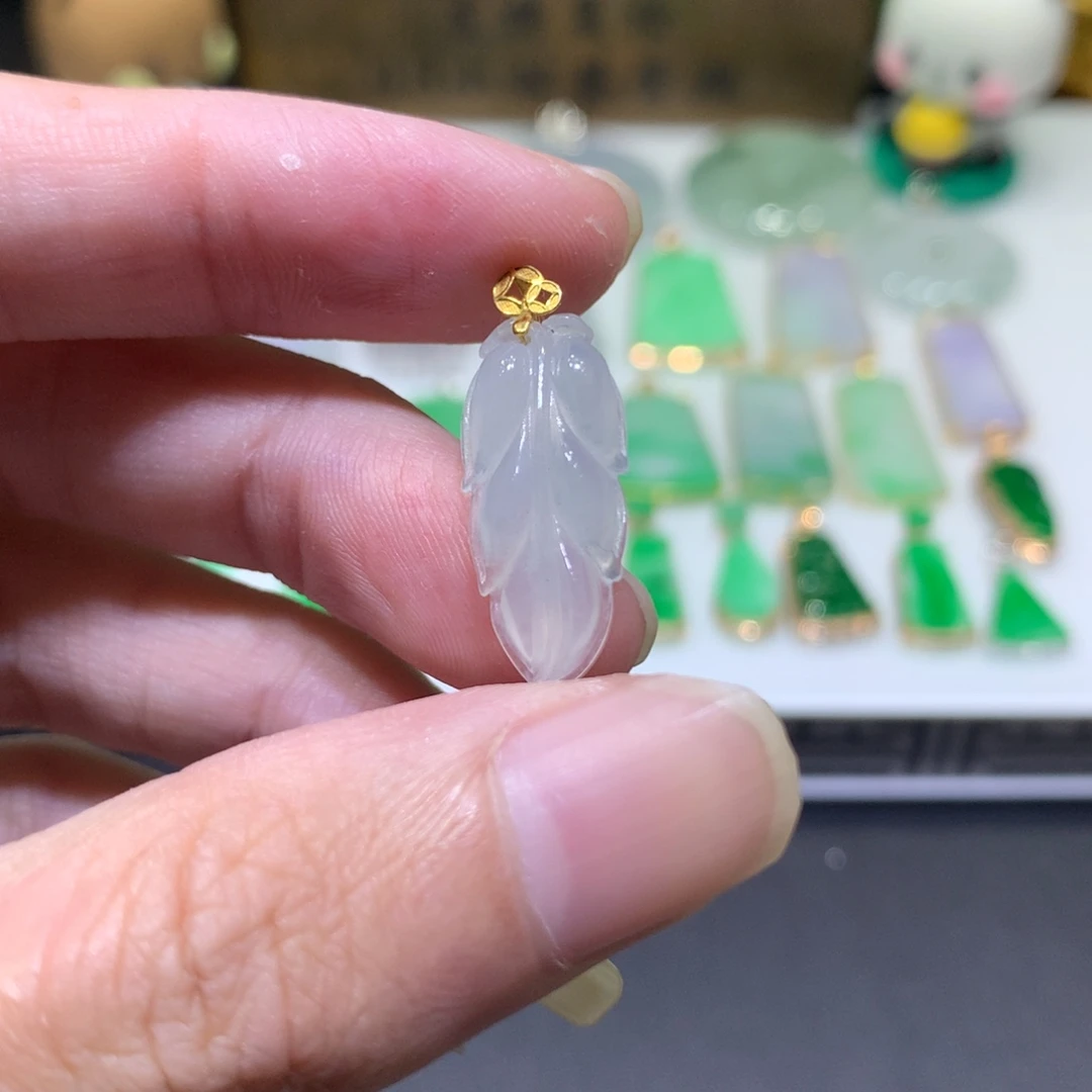 翡翠18K金镶嵌吊坠(不含链)