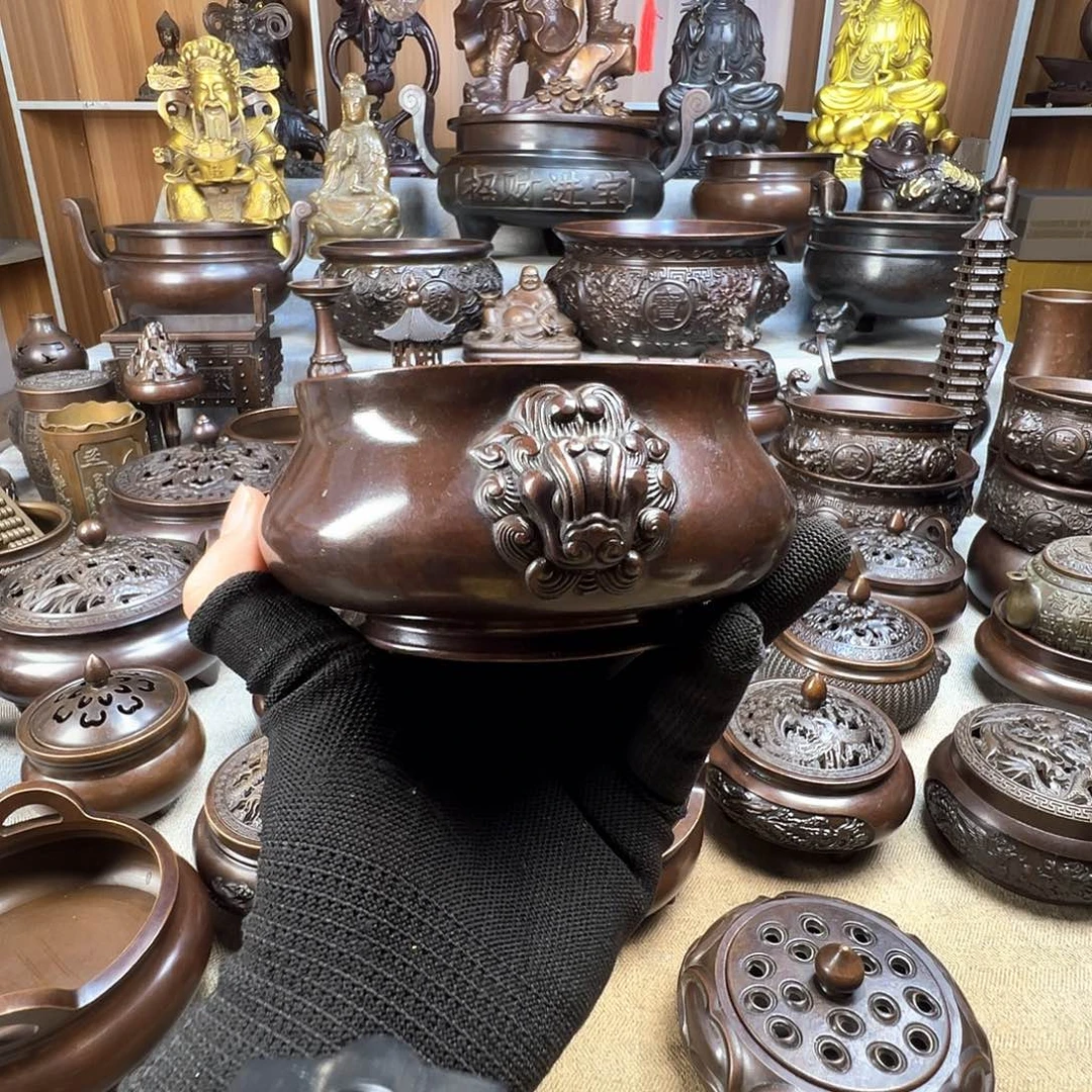 ****红天鸡炉铜摆件铜工艺品