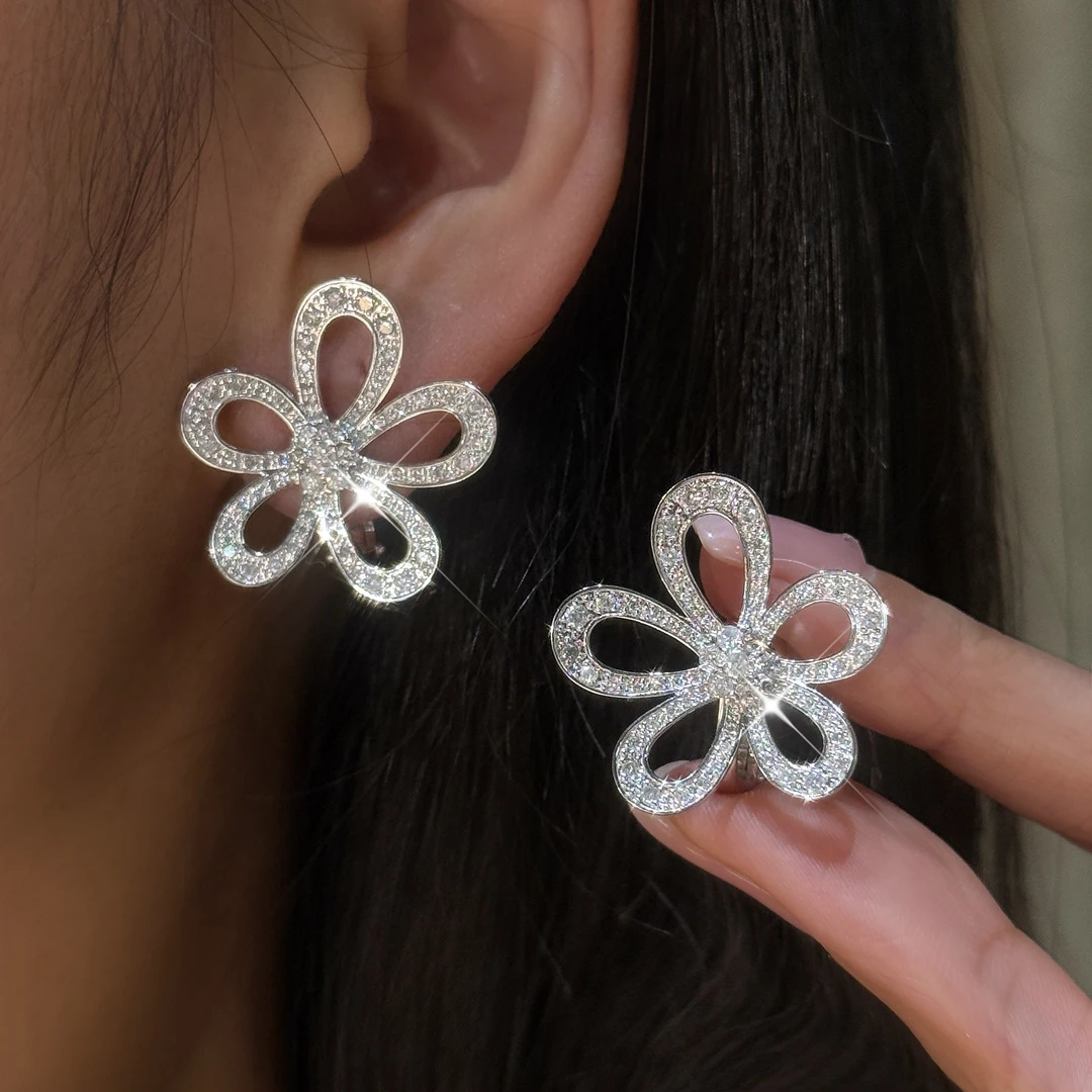 QANNA【满钻超大号五花】【高定重金】轻奢名媛富贵格桑花钻石耳扣BT