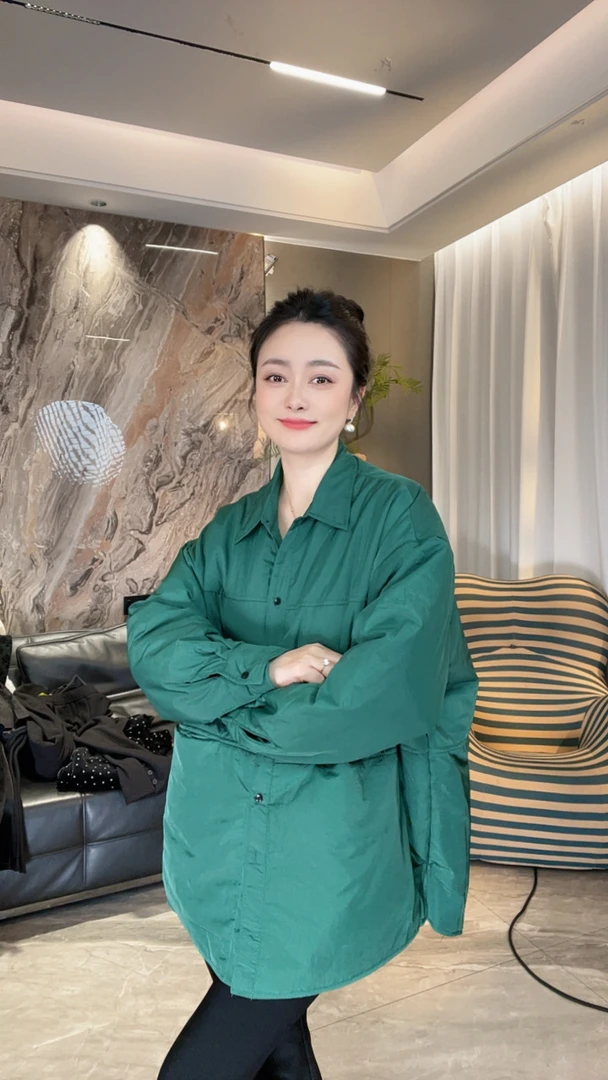 【冲姐】秋冬棉衬衫纯色宽松韩版百搭衬衫外套（胸围130衣长73）9566