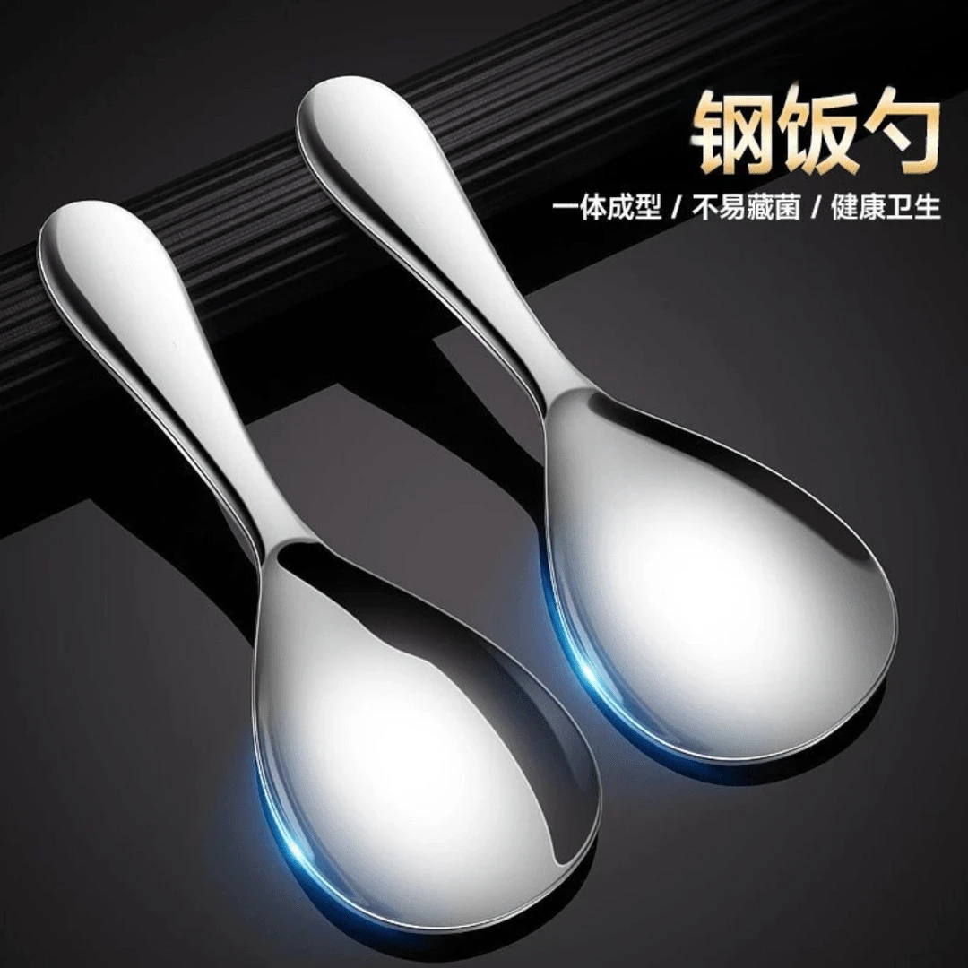 【高品质】不锈钢饭勺食品级大号盛饭家用长柄不粘饭饭铲调羹匙勺wl