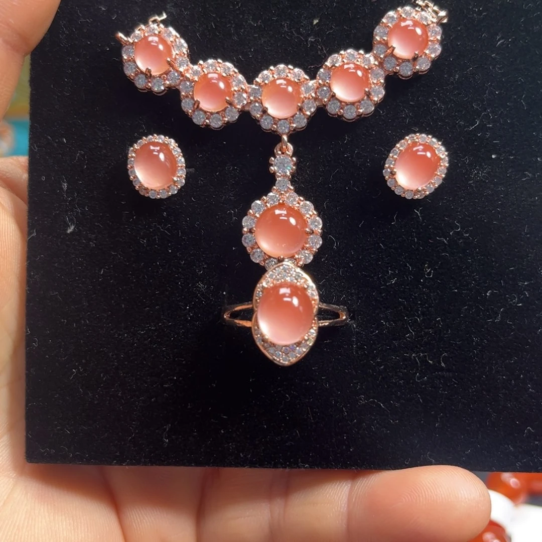 南红玛瑙银S925镶嵌手串