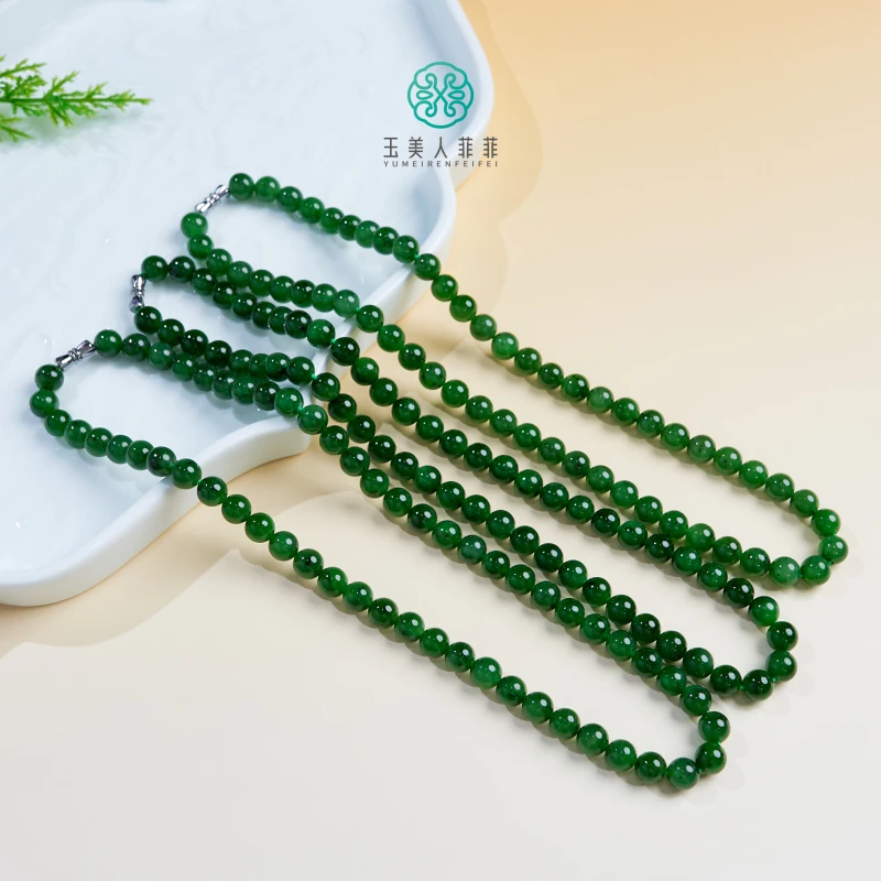 随便造~碧玉圆珠项链约8mm&多样性发一