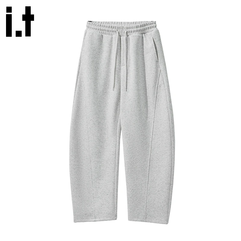 it: CHOCOOLATE灰色弯刀运动卫裤男士秋冬新款宽松舒适直筒休闲裤