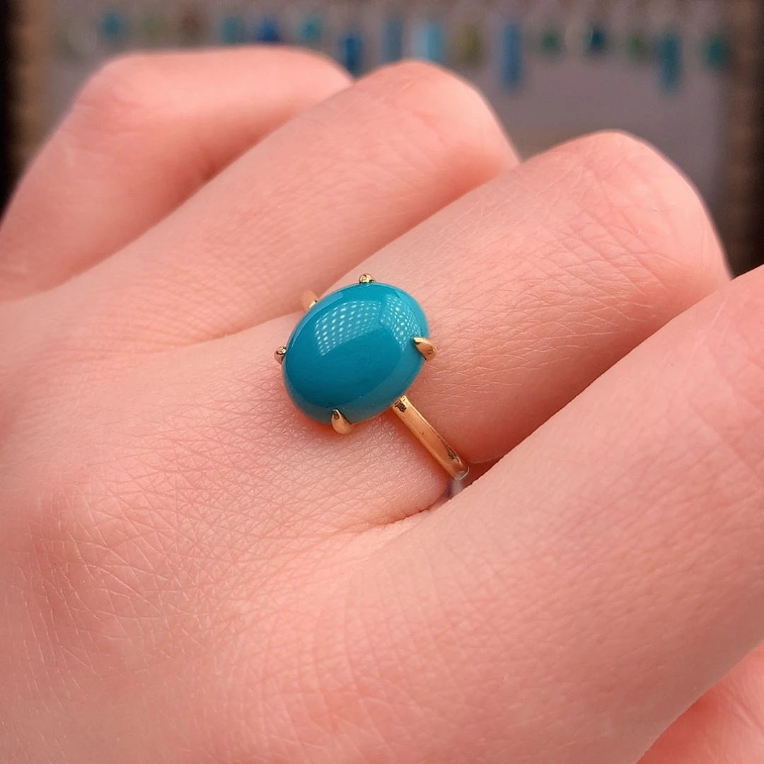 绿松石18K金镶嵌戒指