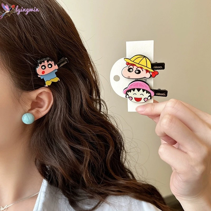 韩系蜡笔小新卡通侧边夹甜美一字夹发卡鸭嘴夹刘海女童可爱碎发夹