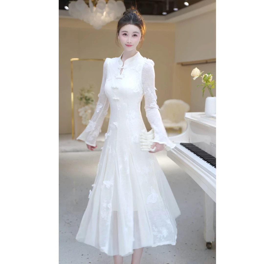 【北栀】蝴蝶立体绣花国风连衣裙 812128