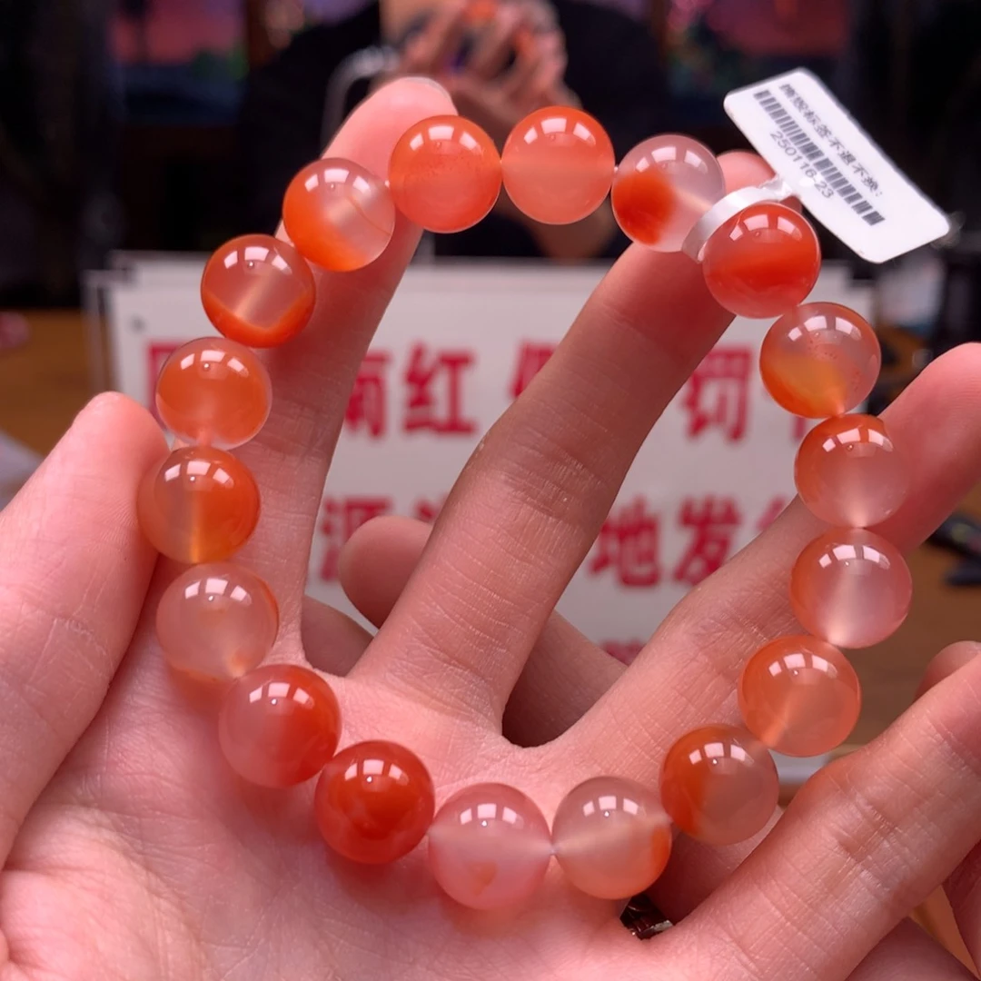 南红玛瑙手串未镶嵌干掌锦鲤冰飘11+