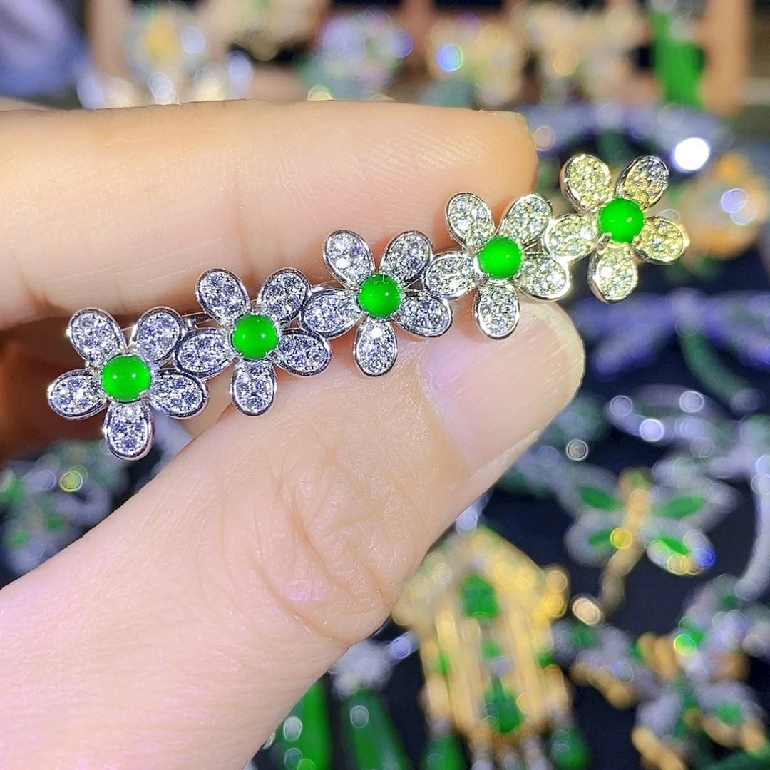 吊坠(不含链)银S925镶嵌翡翠