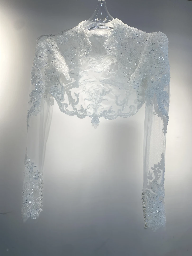 新款长袖重工婚礼婚纱上衣