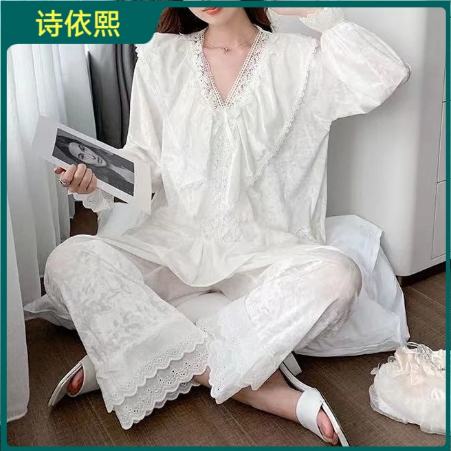 金丝绒睡衣女长袖套装春秋季新款复古洋气公主风高级感家居服套装