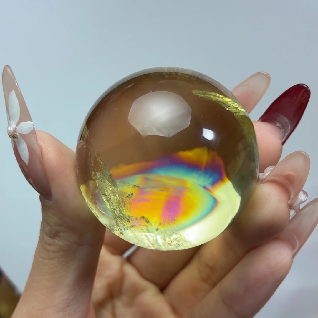 黄晶珠宝半成品未镶嵌彩虹45.2mm