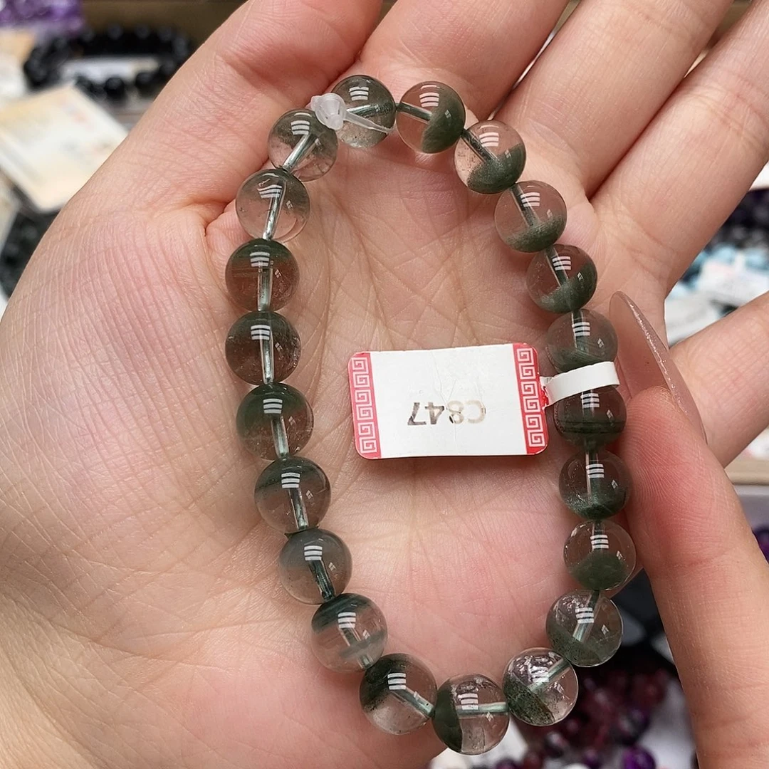 未镶嵌手链水晶C847 绿幽灵 9m+