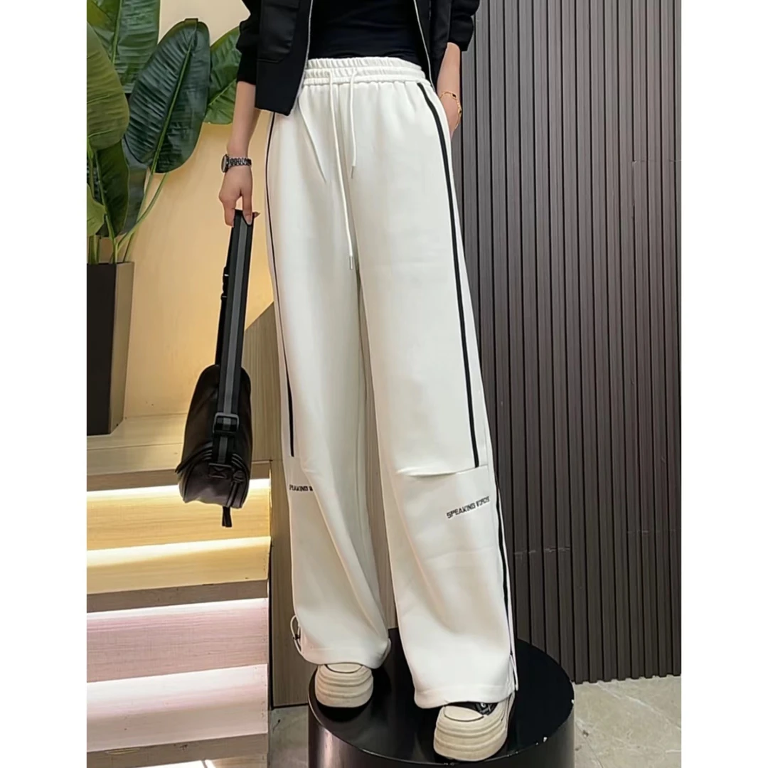 休闲直筒裤侧边杠经典百搭款阔腿裤显高显瘦