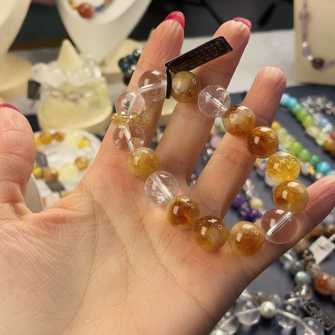 银S925镶嵌手链烟晶