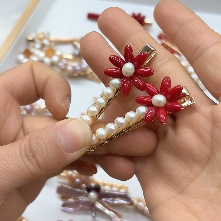 淡水珍珠发饰银S925镶嵌