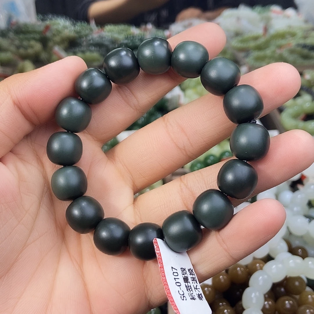 和田玉未镶嵌手串天然卡14且末沙枣青多样性拍一发一
