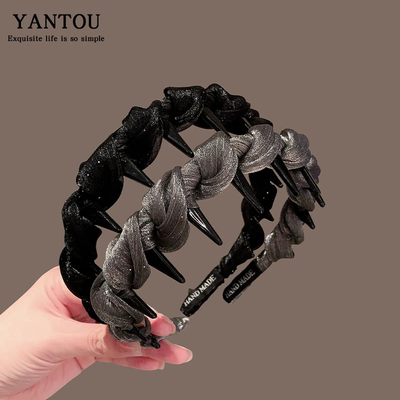 发箍高颅顶显脸小女发饰新款外出百搭压发头箍防滑高颅顶专用带齿