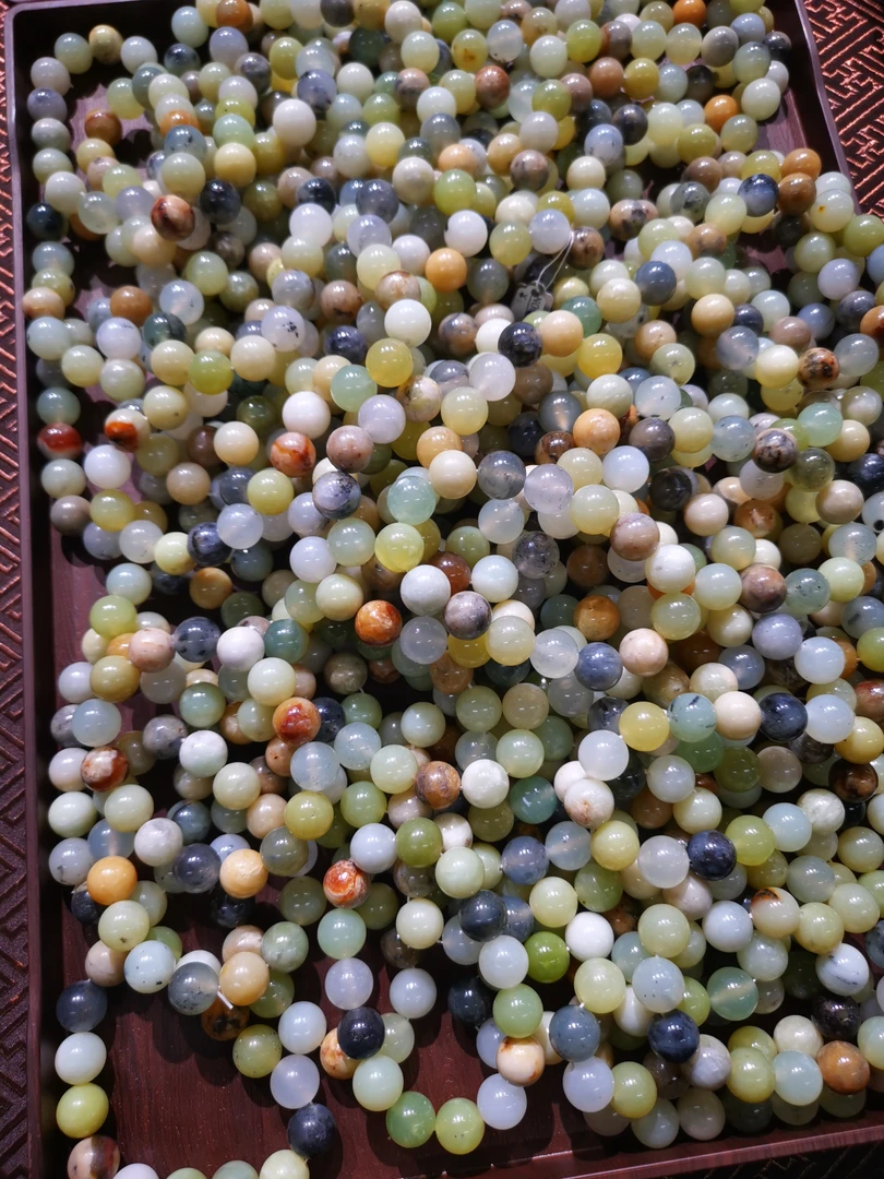 天然岫玉花玉多宝手链手工时尚百搭