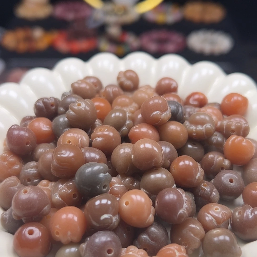 菩提根/象牙果手串微瑕卡12冰咖猫爪30颗