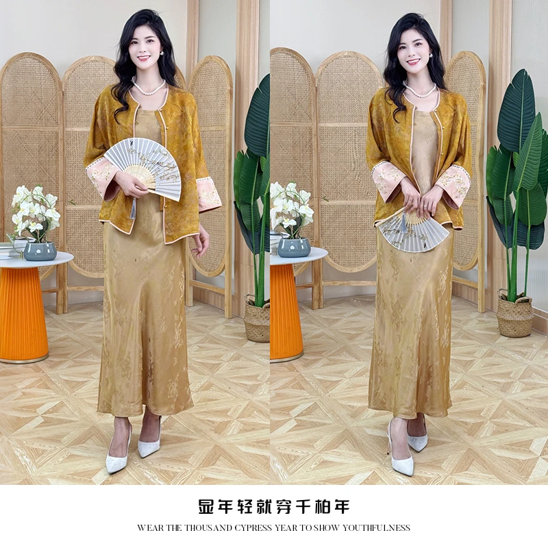 千柏年【中华瑰宝-非遗小富婆】重工刺绣提花香云纱外套-C2887