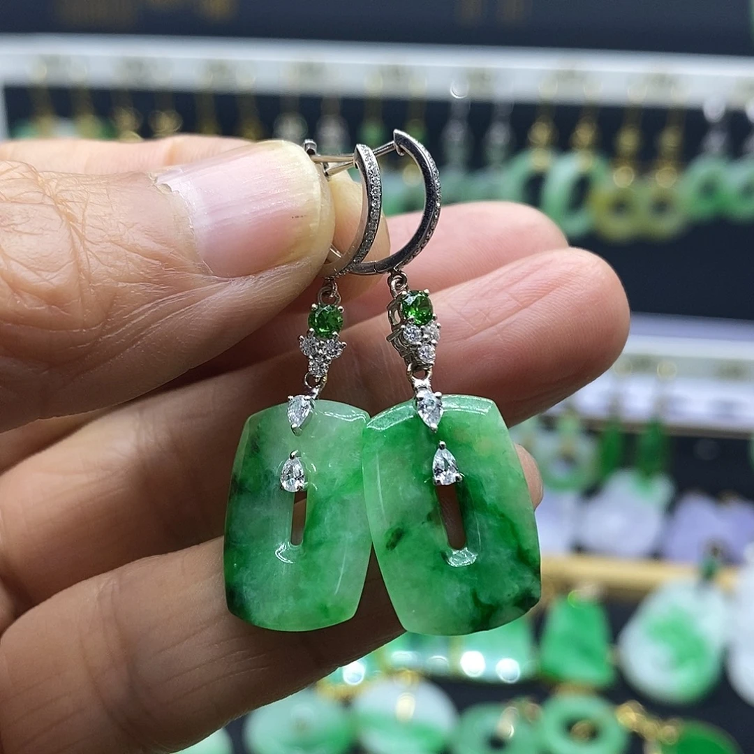 翡翠18K金镶嵌耳饰耳饰