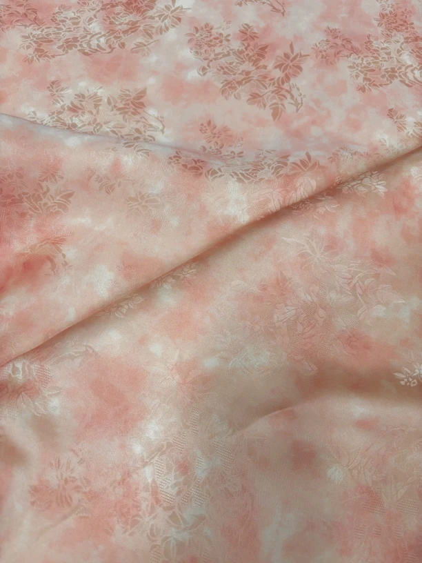 柔粉 人丝红云纱国风新中式服装面料