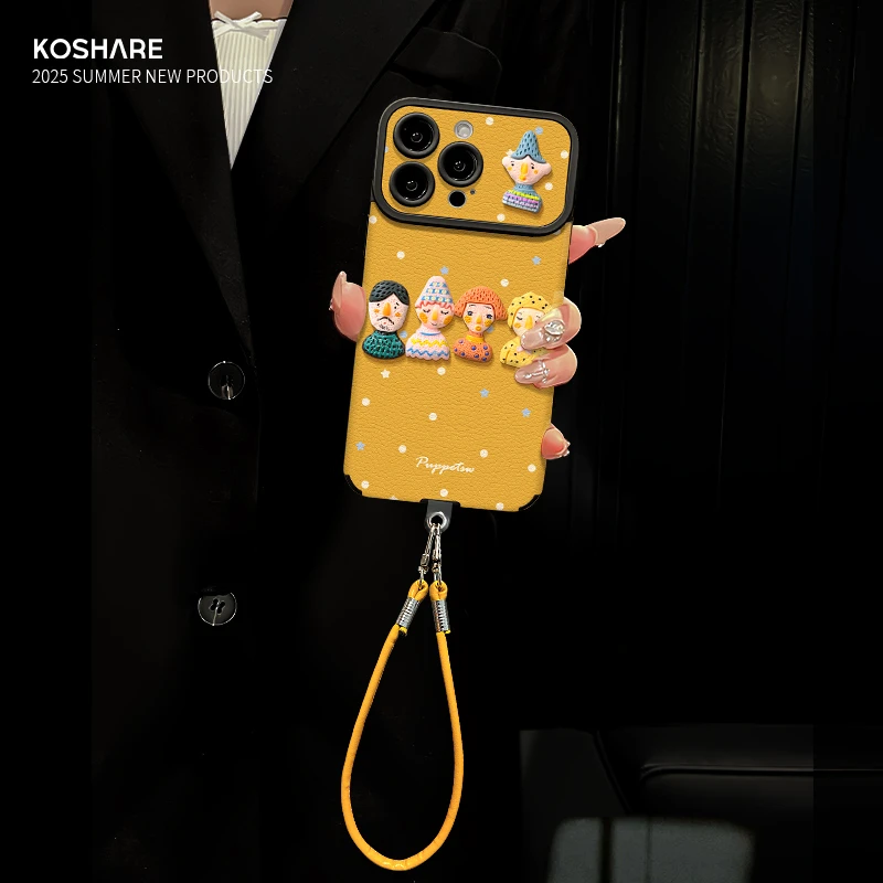 五个人偶适用苹果vivo华为oppo小米iPhone16大视窗贴皮手机壳