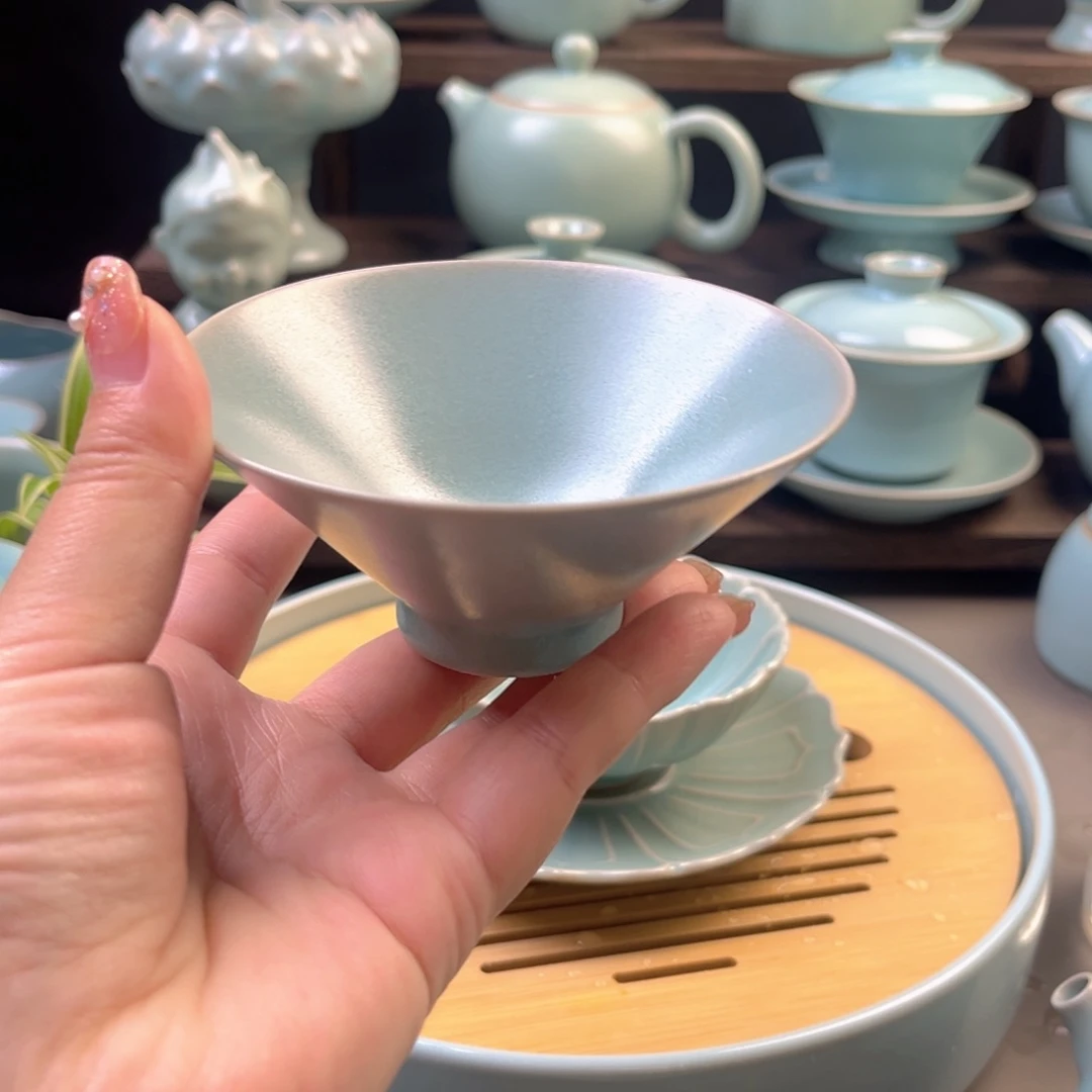原矿仿古釉纯手工斗笠杯