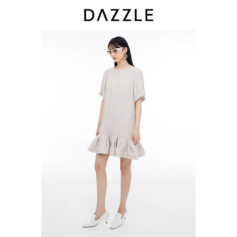 DAZZLE地素 连衣裙春新款女装两件式吊带蕾丝拼接中长裙2I2O443