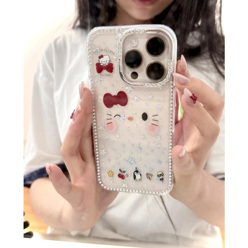 SMBLCEins高颜值KT猫闪钻星星适用苹果16promax手机壳15新款14/13