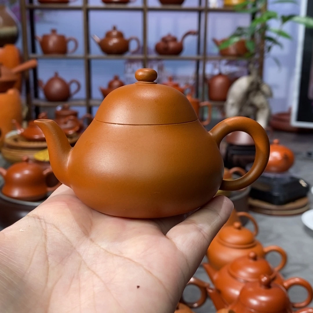 茶壶朱泥陈伟庆鸡蛋黄三弯梨壶100cc