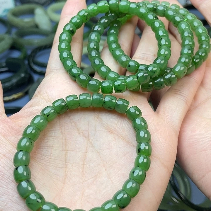 和田玉（碧玉）未镶嵌手串拍一发一，串串有包容，裂珠或玉坑