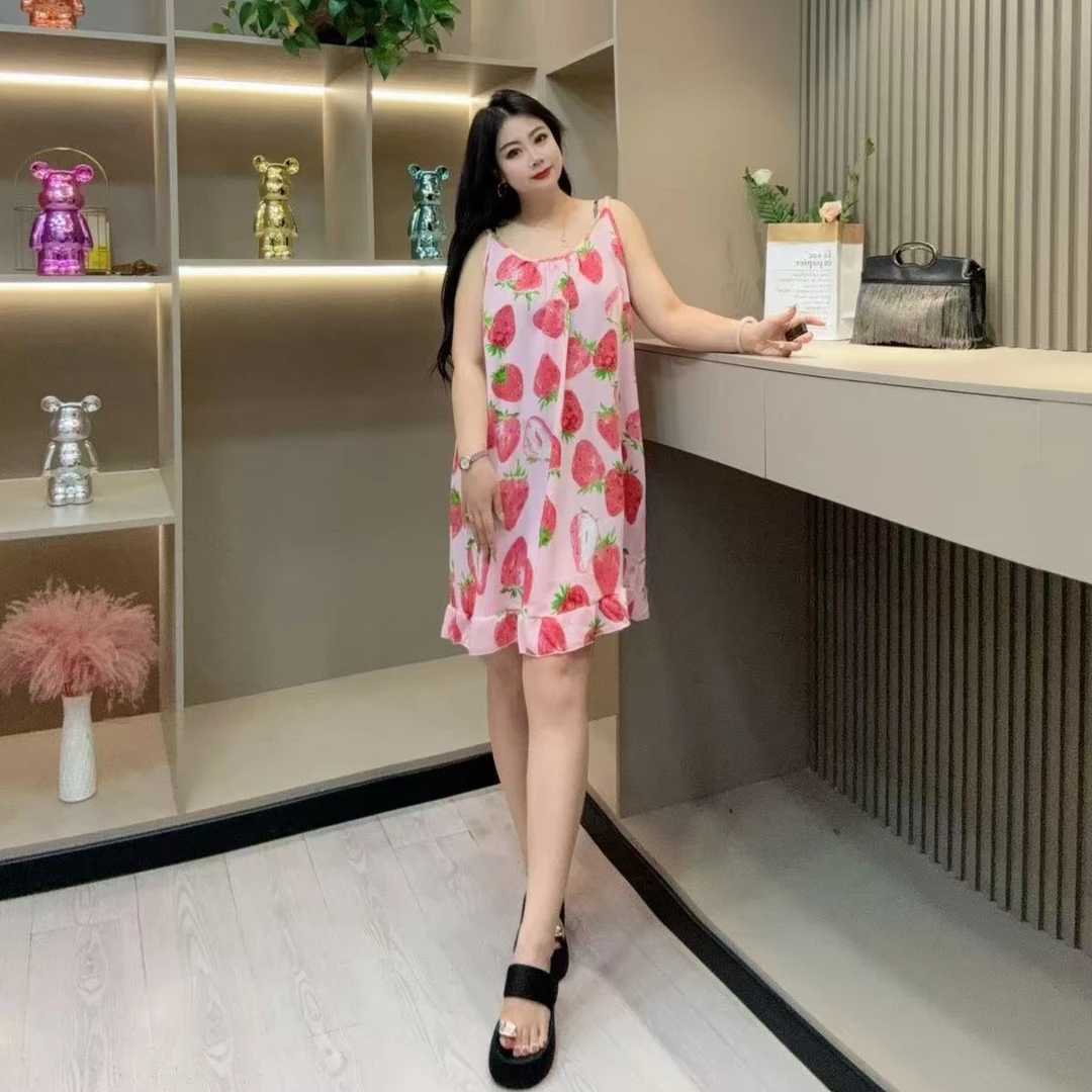 女士家居吊带睡裙-肥 23101 时尚多色系舒适款胖MM大码女装新款