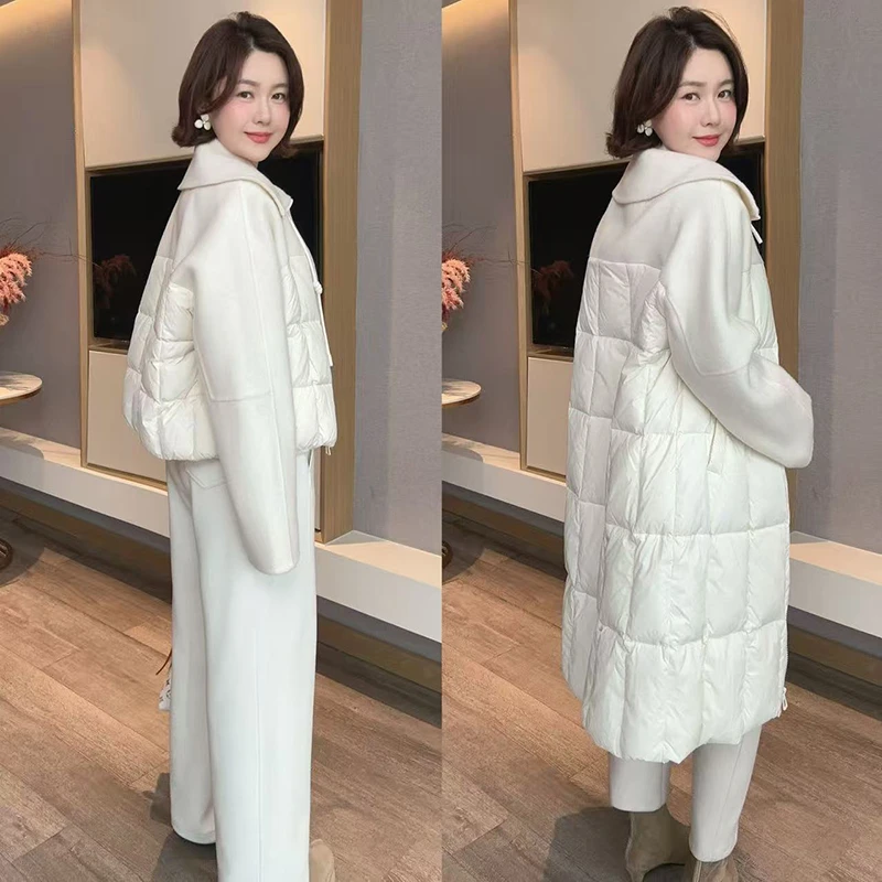 【DIS 定制】【暖冬咩咩】毛呢大翻领100绵羊毛羽绒外套Z525X17988