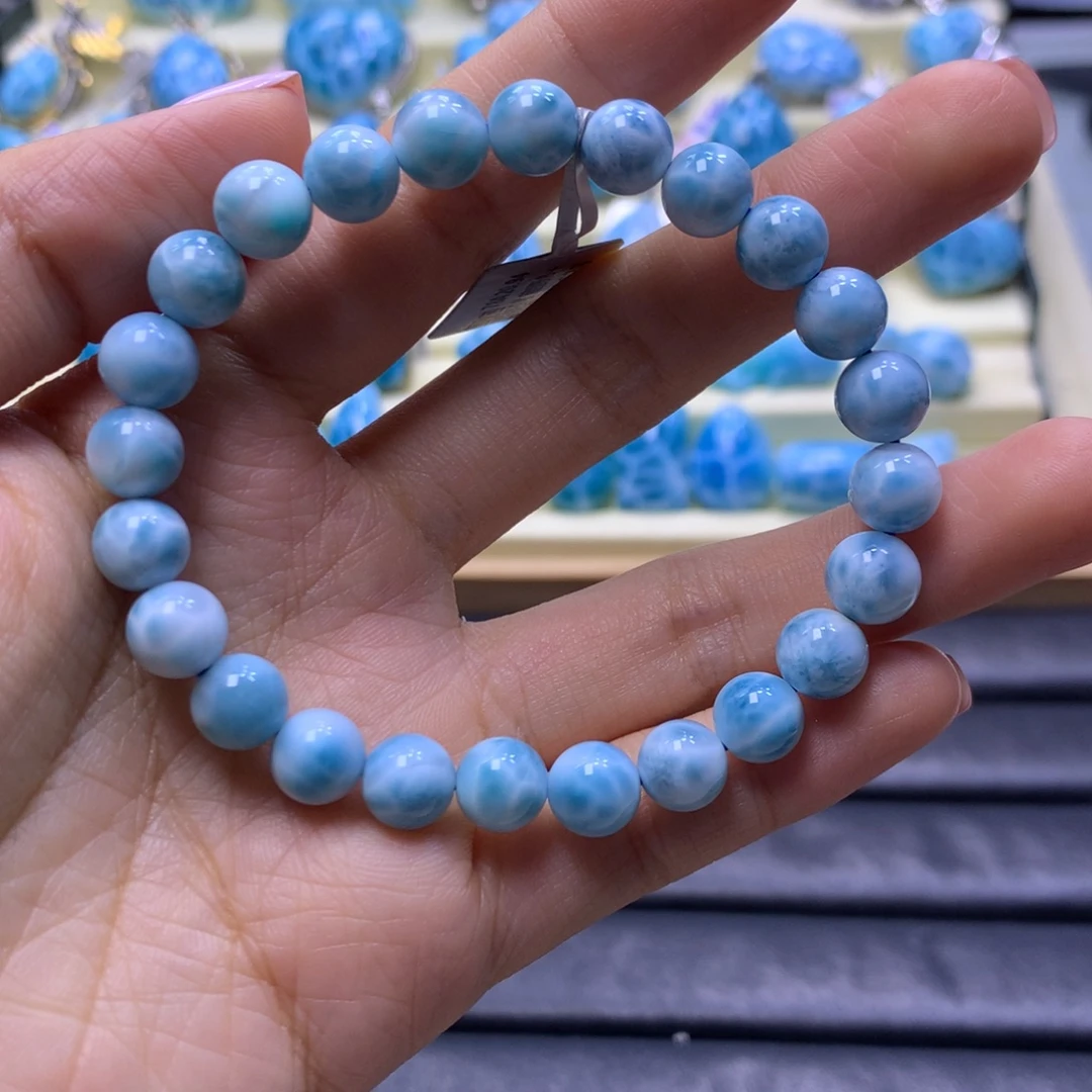 针钠钙石（海纹石）未镶嵌手串8+手串色差略异