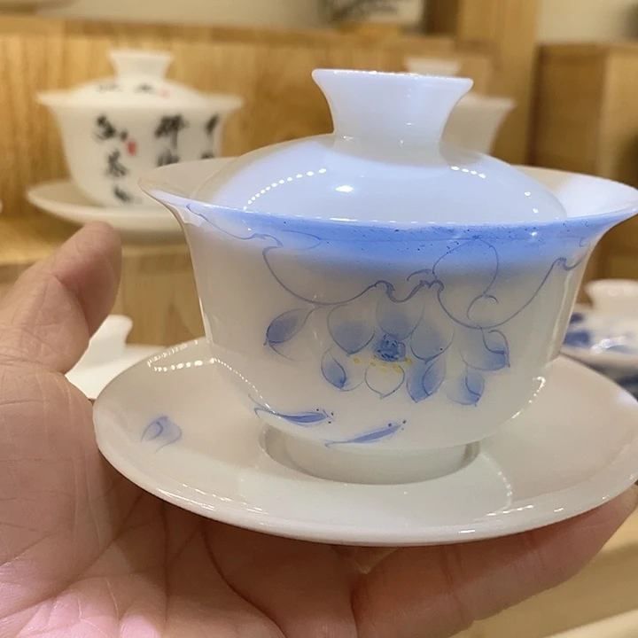 冰种羊脂白玉盖碗
