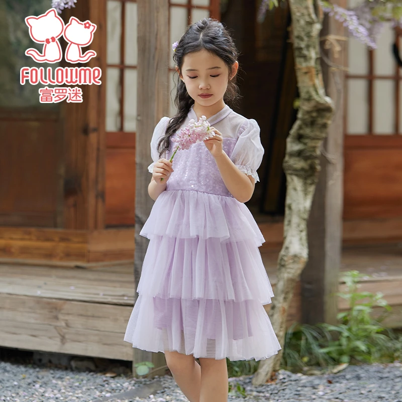 富罗迷儿童新中式旗袍裙夏季新款洋气女孩连衣裙F4B9703L