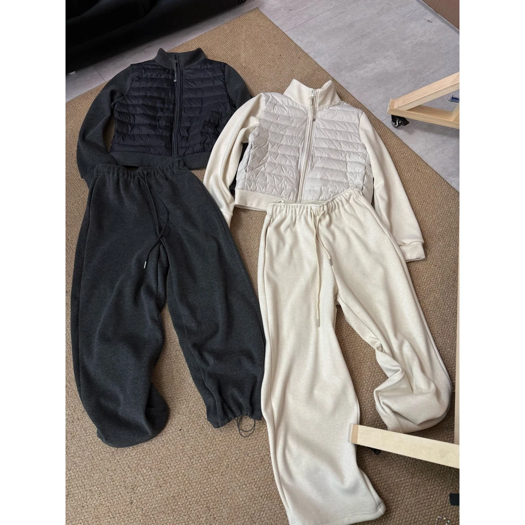 2025冬款新品【高定款 羽绒拼接卫衣卫裤两件套】