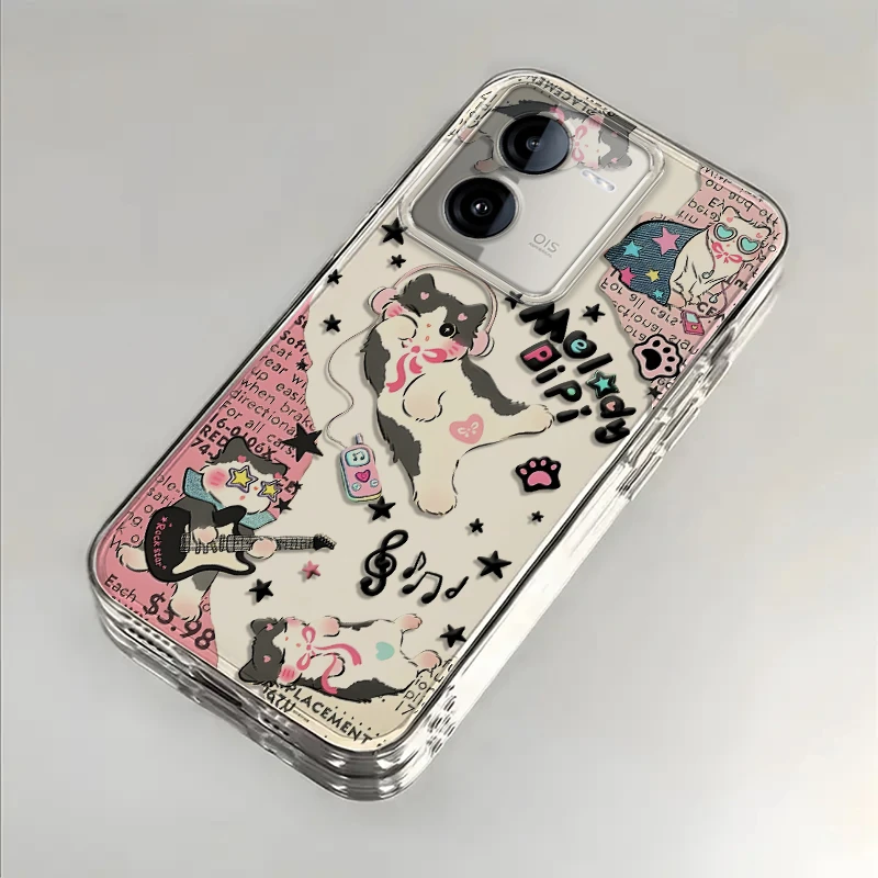 音乐猫猫适用iQOOZ9手机壳iQOOZ9X防摔全包硅胶保护套可爱卡通