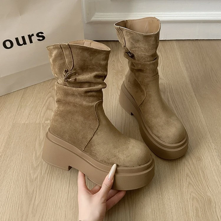 马丁靴女2025新款秋季爆款棕色美拉德靴子中筒洋气巨好看厚底短靴