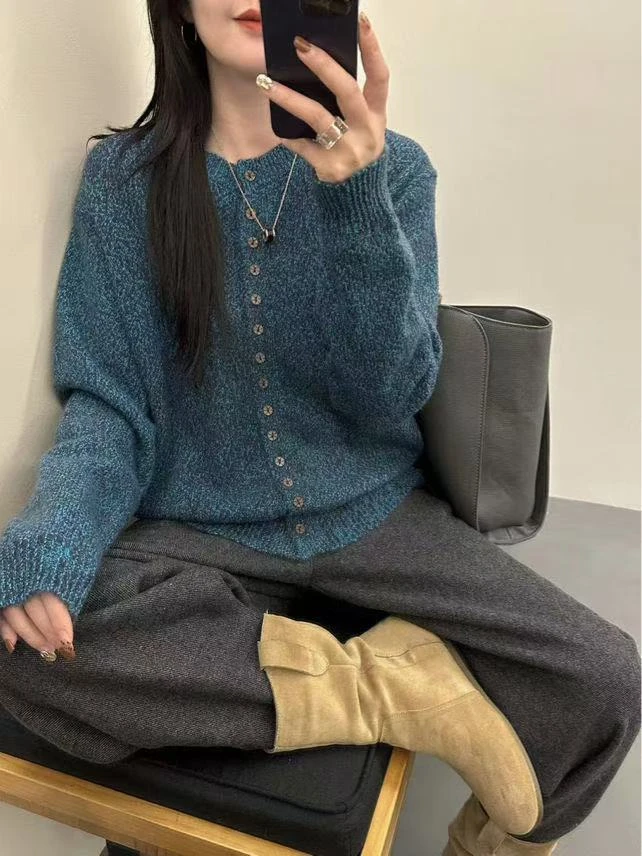 704【花纱   真开衫】秋冬加厚针织衫