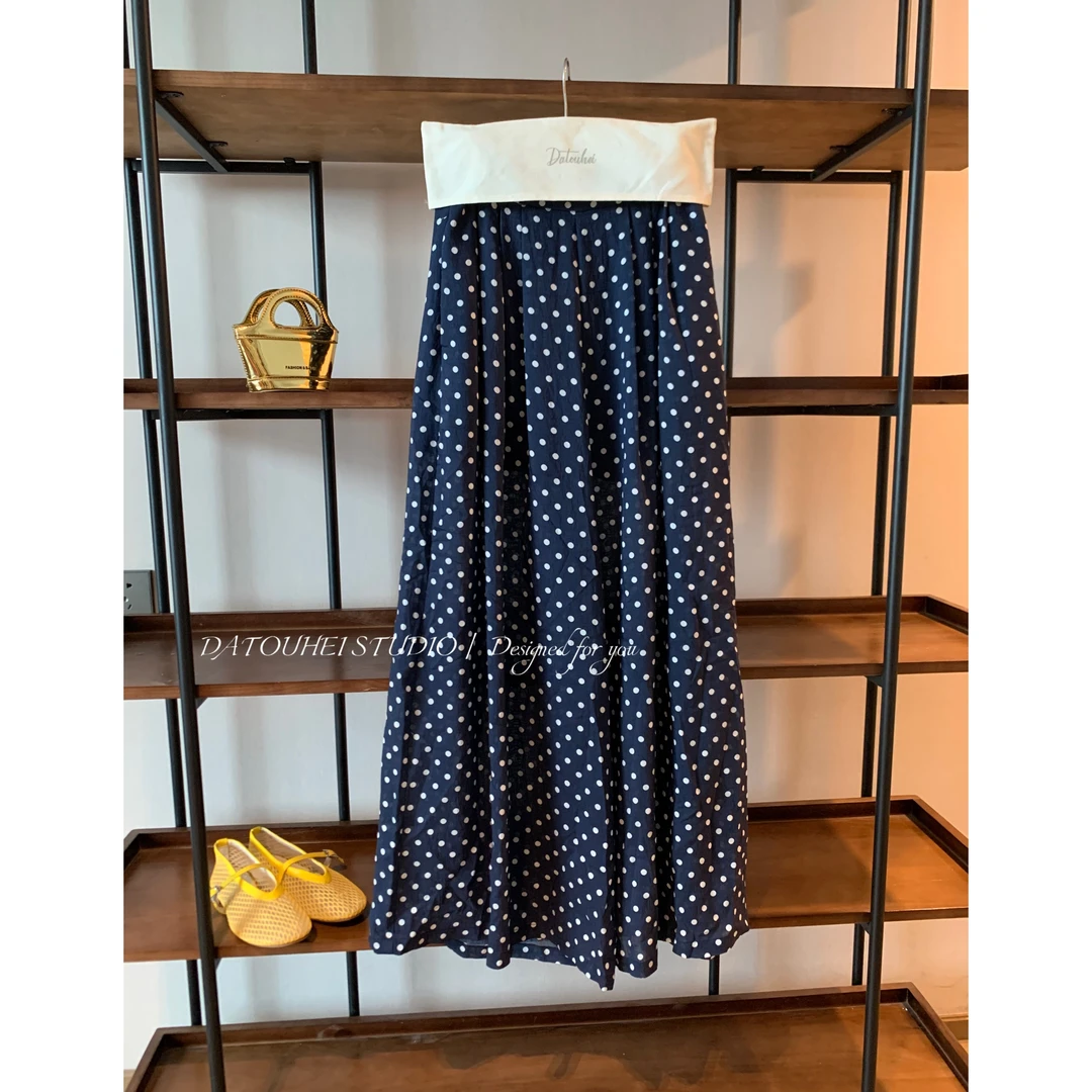 大头黑STUDIO【黑色幽默】2025女夏波点阔腿休闲裤D225X08510